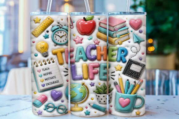 3D Inflated Teacher Life Tumbler Wrap