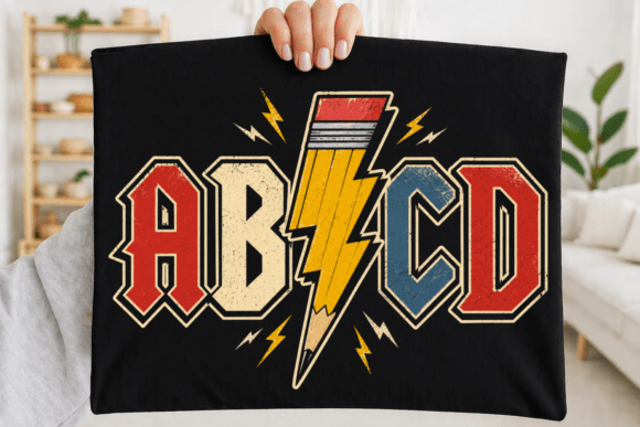 ABCD Pencil Lightning Trendy Teacher PNG