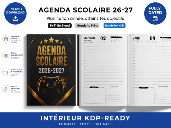 Agenda Scolaire 2026 2027 French KDP Int