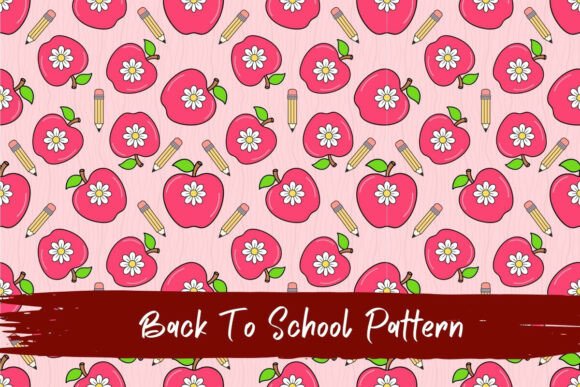 Bring Cheer to Your Classroom Projects with School Apple and Daisy Seamless Patterns