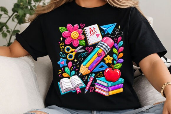 Floral Teacher School Supplies PNG