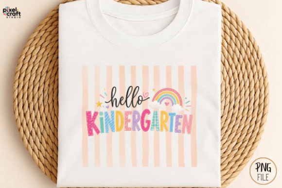 Hello Kindergarten Rainbow Stripe PNG