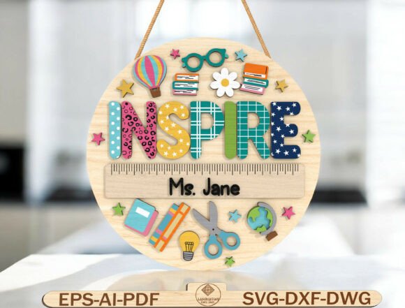 Personalized Teacher Name Round Sign SVG