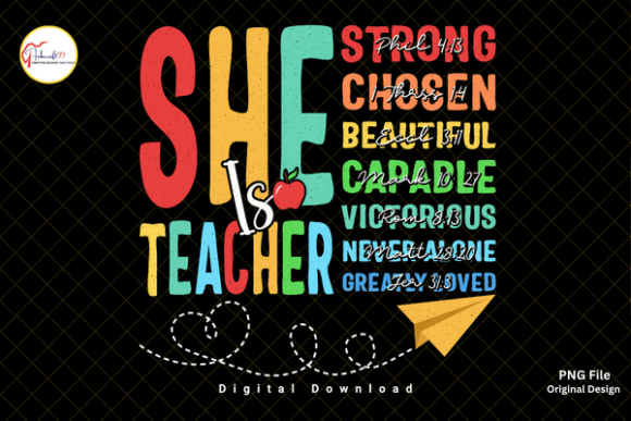 She Is Teacher PNG Bible Verse