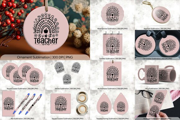Teacher Boho Rainbow Sublimation Bundle