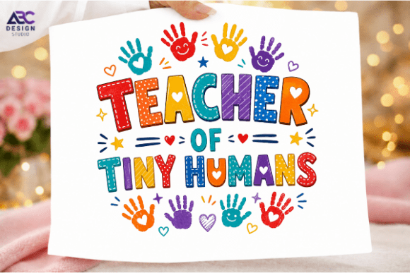 Teacher of Tiny Humans Handprint Doodle