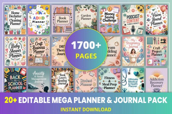 Unlocking Creativity and Efficiency with the 20 Editable Mega Planner Journal Pack